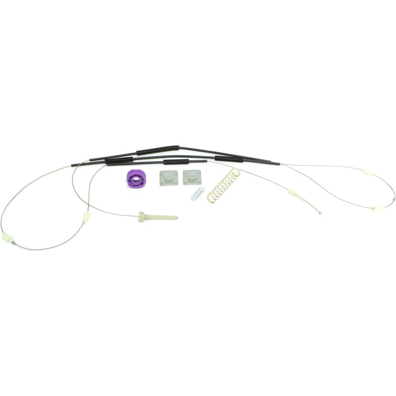 Kit de reparação elevador de vidro Audi A3 frente direita 2003-2008 – inclui cabo, roldana, clip e mola